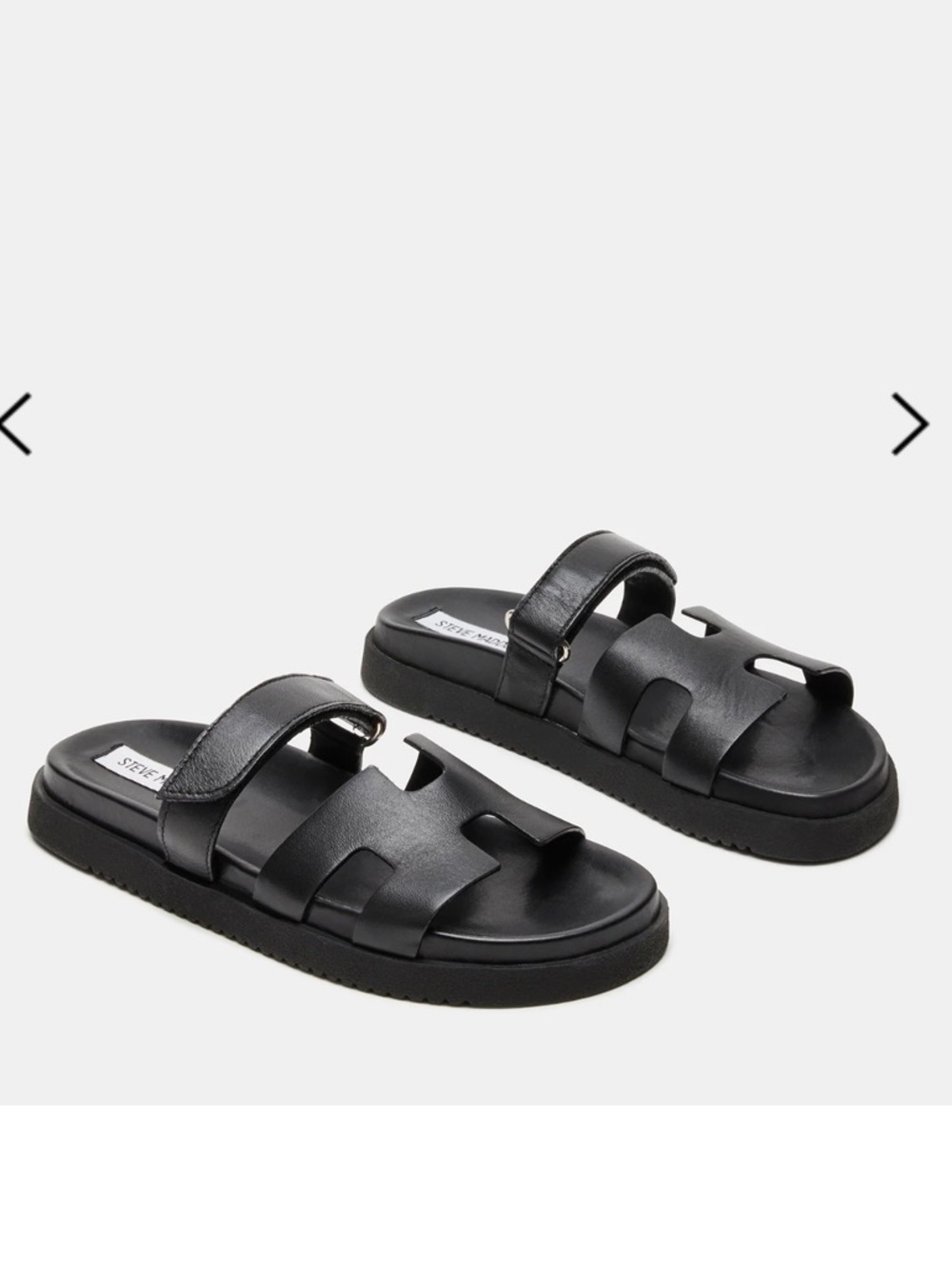 Steve Madden Black Leather Slide Sandals Mayven